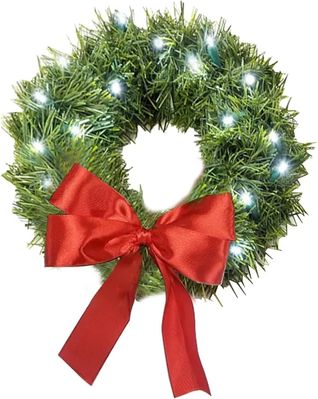 Lovskoo Small Christmas Wreath Set – Includes bright red bow