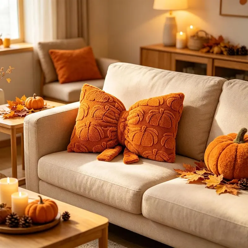 Lovskoo Thanksgiving Decorative Throw Pillows And Bow – Quality Material
