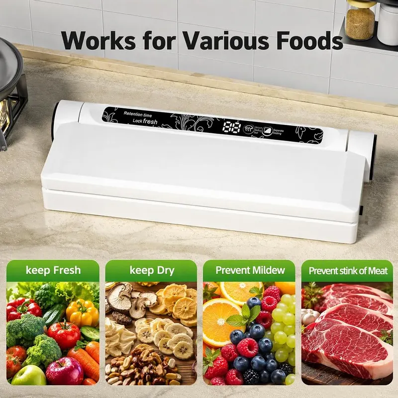 LSA Apparel Compact Vacuum Sealer – 75KPA Suction with Digital Timer