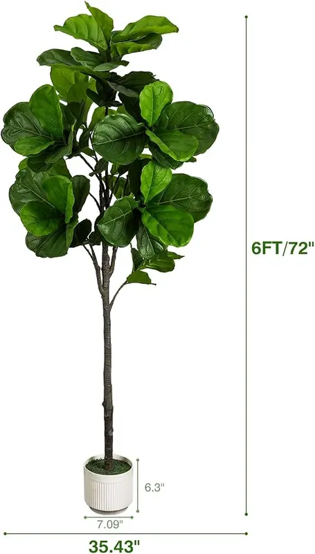 LuceAlberi 6FT Artificial Fiddle Leaf Fig Tree – Tall six foot faux plant design