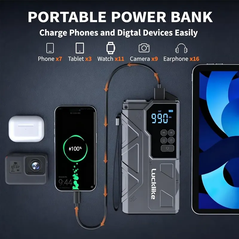Lucklike 8000A Jump Starter – Power bank with Quick Charge