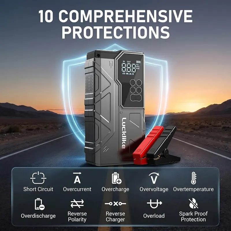 Lucklike 8000A Jump Starter – 800 lumen LED flashlight