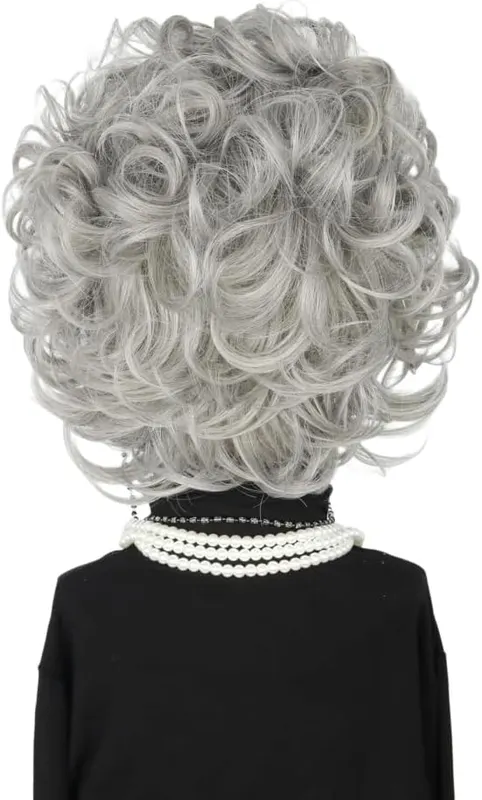 Lucoacos Old Lady Costume Wig and Accessories – Occasions:Halloween, role cosplay, theme party, costume or just