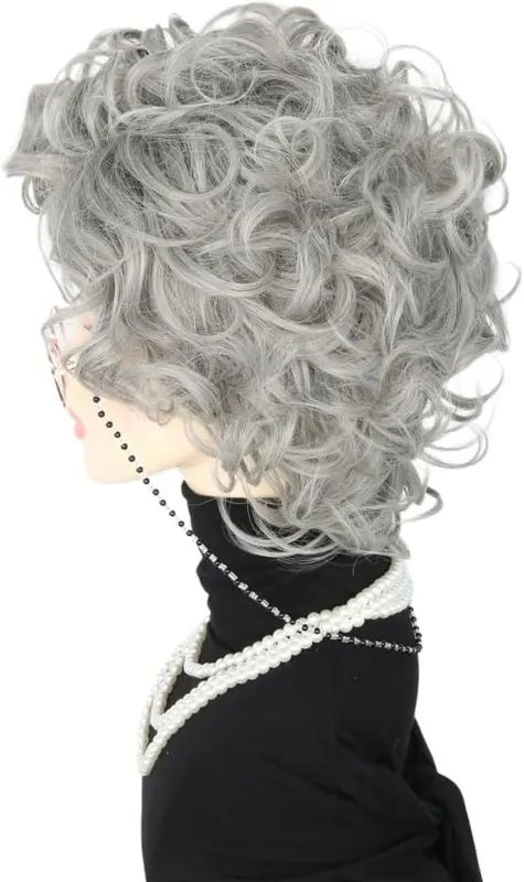 Lucoacos Old Lady Costume Wig and Accessories – Please note:All wigs will shed slightly especially when
