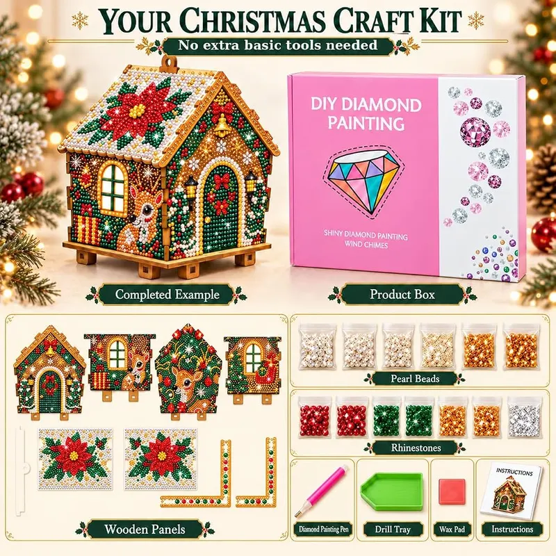 Lukyrosy 3D Xmas Diamond Art Kits – 3D pearl art Christmas kit