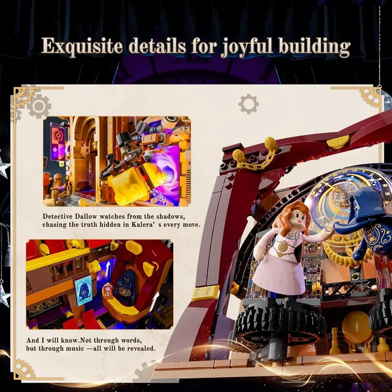 LUMIBRICKS Steampunk Time-Opera-House Lighting Building-Set – Mechanical lever for seamless scene transitions