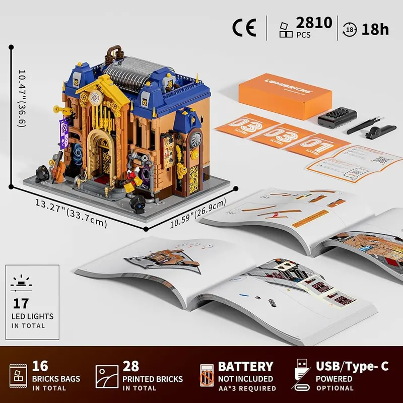LUMIBRICKS Steampunk Time-Opera-House Lighting Building-Set – Detailed collector level craftsmanship