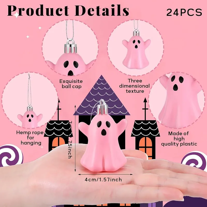 Lunmon 24 Pcs Halloween Cute Ghost Hanging – product photo 2 of 7