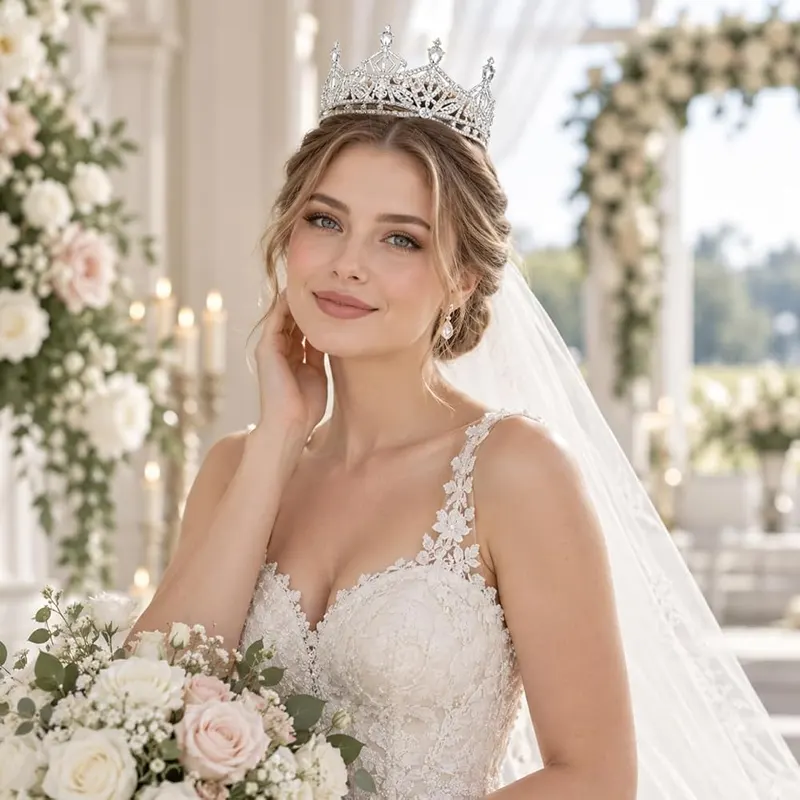 Lurrose Retro Round Large Rhinestone Decor Wedding – Not only for wedding use, but also occassions