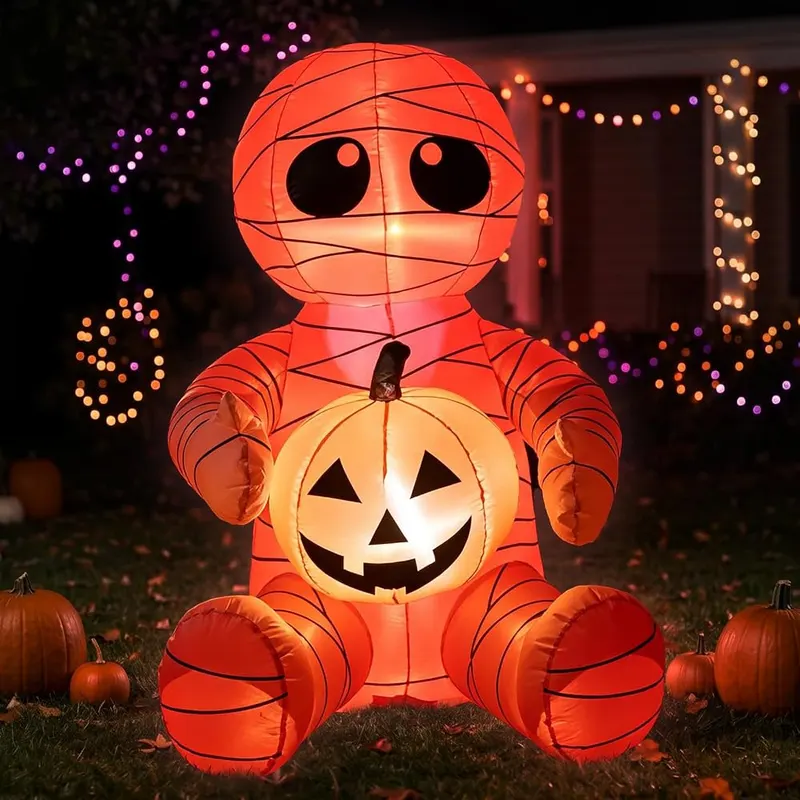 luxfcup 4FT Halloween Inflatable Cut Mummy Holding – Built in bright internal LED lights