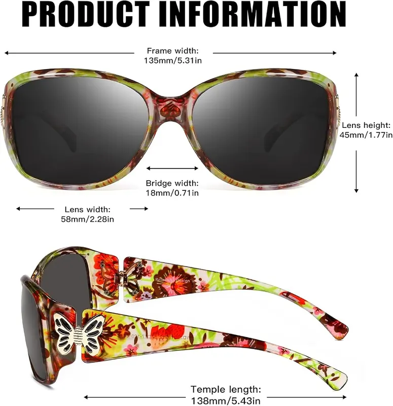 LVIOE Polarized Sunglasses LS2301 – Exquisite Butterfly Metal Hinges