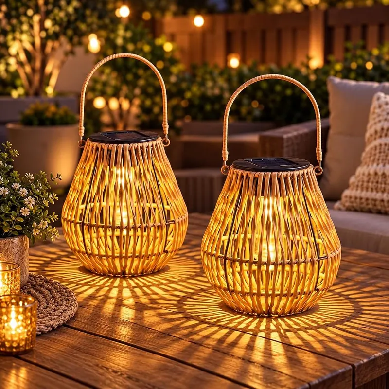 Lyeasw Solar Lanterns Outdoor Waterproof in Brown
