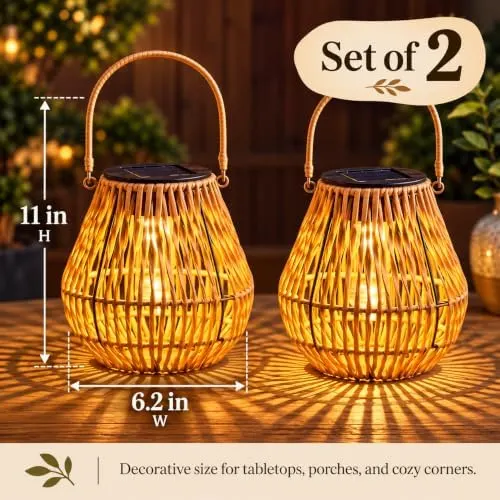 Lyeasw Solar Lanterns Outdoor Waterproof – Woven Shadows Add Character – The open woven