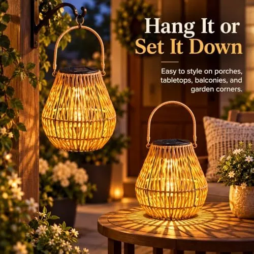 Lyeasw Solar Lanterns Outdoor Waterproof – Two Lanterns, More Ways to Style – Each