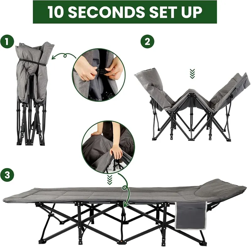 Lyudneiy Heavy Duty Foldable Camping Cot – Comfortable Full-Length Sleeping Space