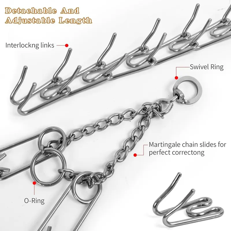 M.C.works Dog Training Prongs Collar Silver – You can add or remove individual chains collar