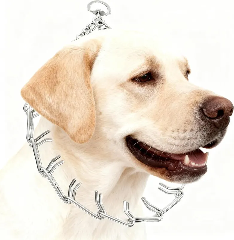M.C.works Dog Training Prongs Collar Silver Prong XL(23-26″Neck, 4.0mm) in Silver