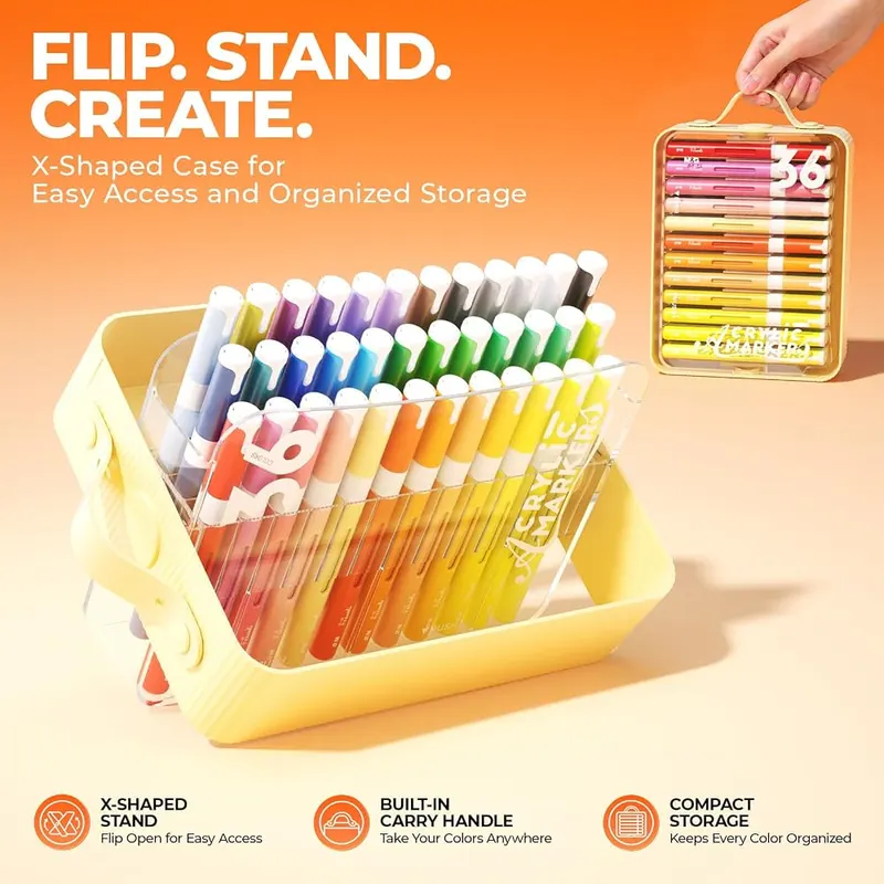 M&G 36 Colors Acrylic Paint Markers – Direct Ink System
