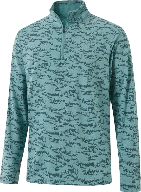 M MAELREG Mens Golf Quarter Zip Pullover Print in Cyan Massif