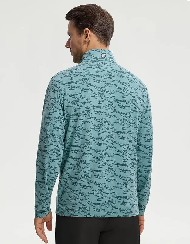 M MAELREG Mens Golf Quarter Zip Pullover Print – Long sleeve performance top