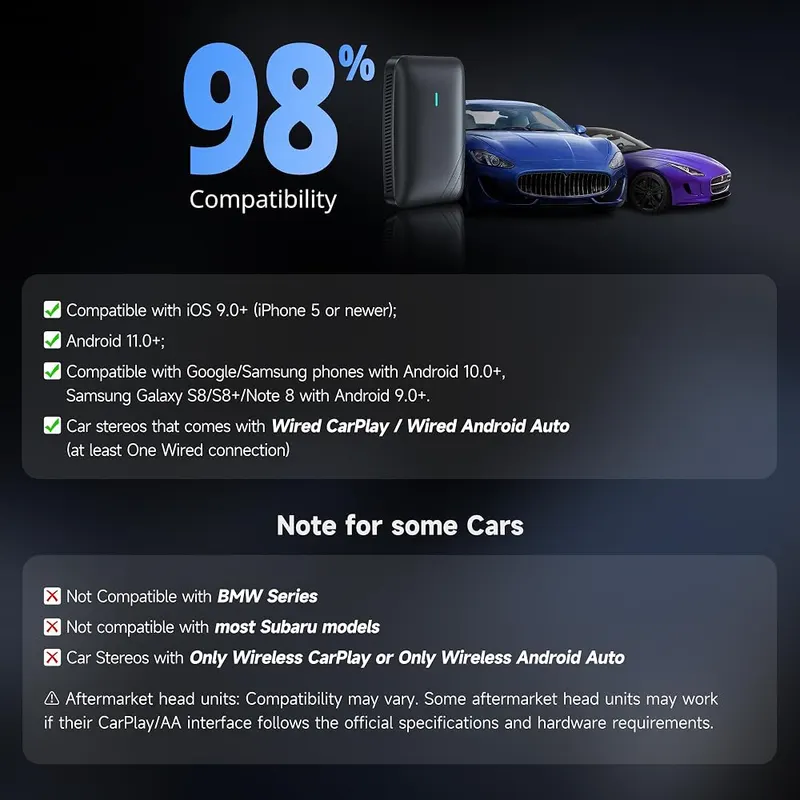 Magic AI Box Wireless CarPlay and Android – Universal vehicle compatibility design