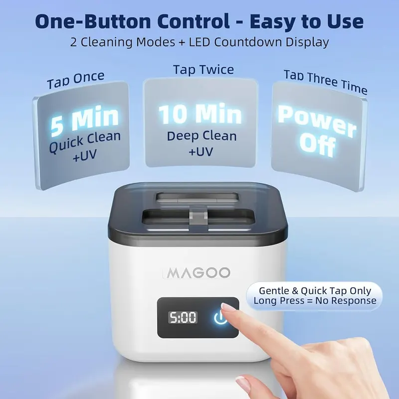 magoo Ultrasonic Retainer Cleaner Machine 45kHz 200ML – Spacious 200ML liquid capacity