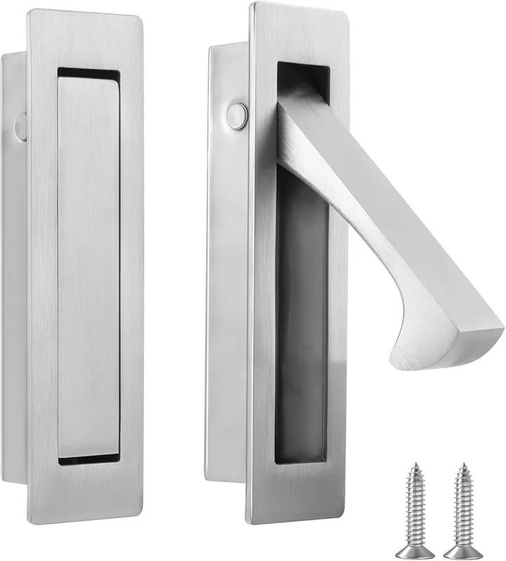 Malimali Pocket Door Pull Handle in Brushed Steel