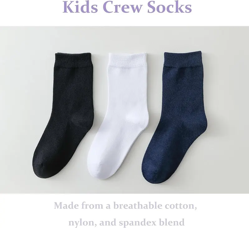 Marchare Boys Seamless Crew Socks School 8-12 – Skin-Friendly Comfort
