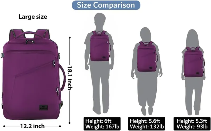 MATEIN Purple Carry on Backpack – Convertible Design
