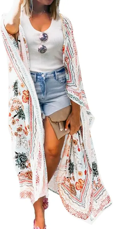 MayBuy Women’s Flowy Long Kimono Lightweight Swimsuits