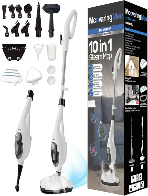 McovaringMee 11-in-1 Steam Mop in White