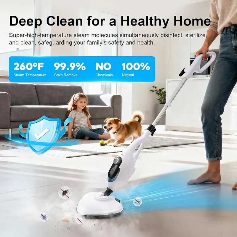 McovaringMee 11-in-1 Steam Mop – 260 degree Fahrenheit steam