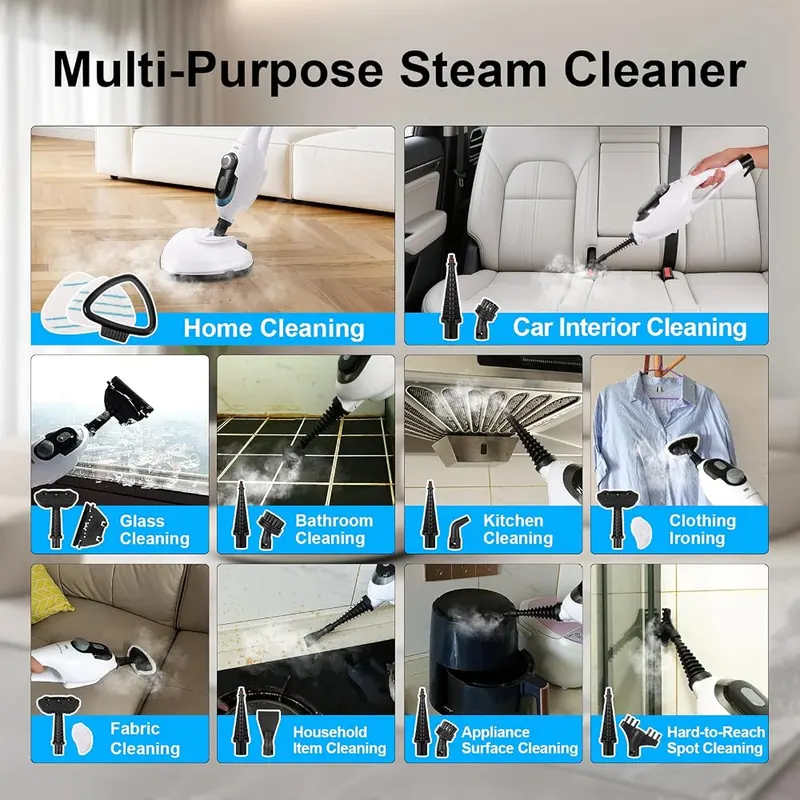 McovaringMee 11-in-1 Steam Mop – 21.3 foot power cord
