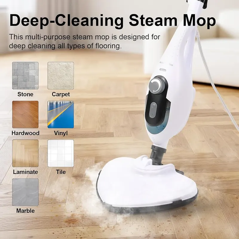 McovaringMee 11-in-1 Steam Mop – Floors, grout and window use