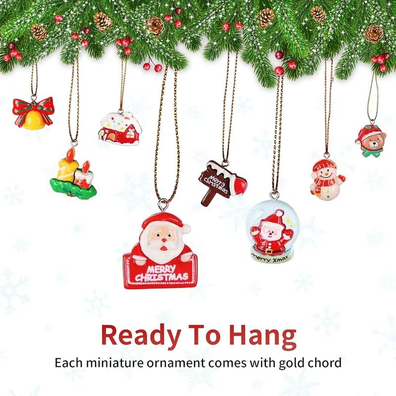 MEBRUDY 24 PCS Mini Christmas Ornaments – Charming Resin Detail