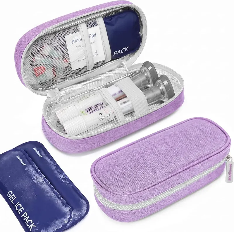 Medineed Insulated Cooler Travel Case – Designed for Zepbound & Mounjaro pens, holds 3