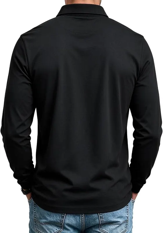 Men’s Long Sleeve Polo Shirts Button Down – product photo 4 of 7