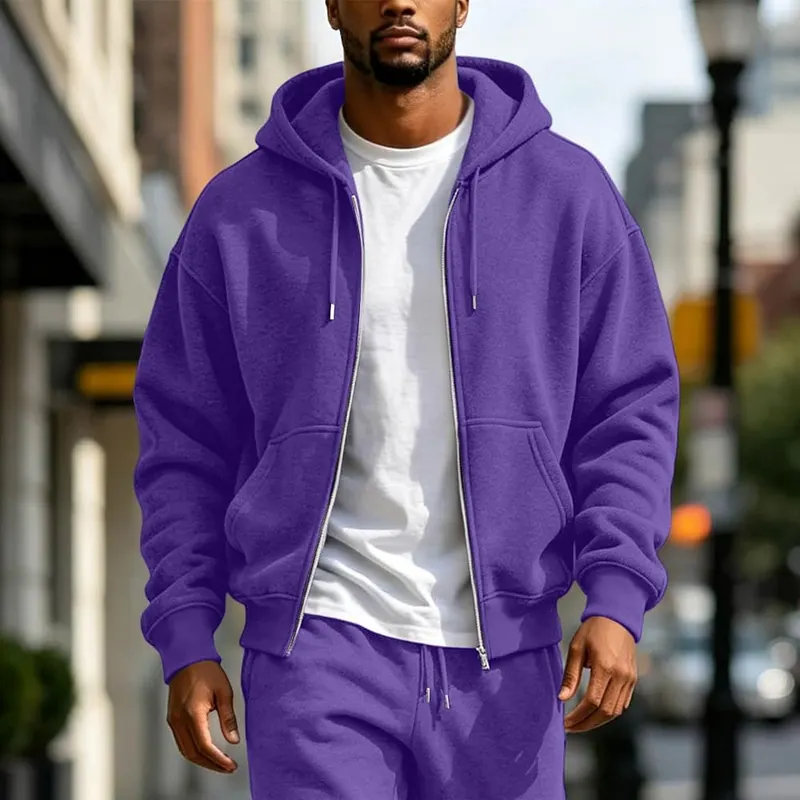 HswsEJ Men Zip Up Hoodie Big A014-#purple – product photo 2 of 3