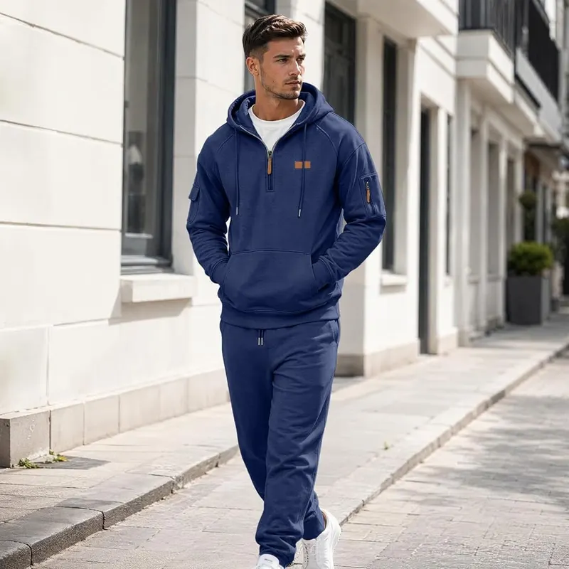 Mens Pullover Hoodies Long Sleeve Quarter Zip – product photo 3 of 7