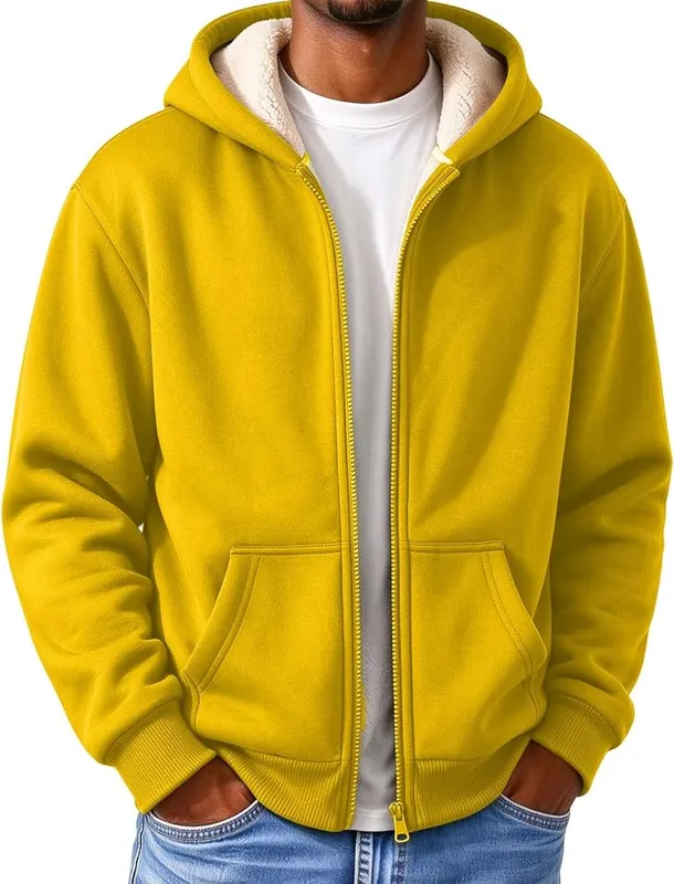 Mens Sherpa Lined Jacket Oversized Thermal Zip