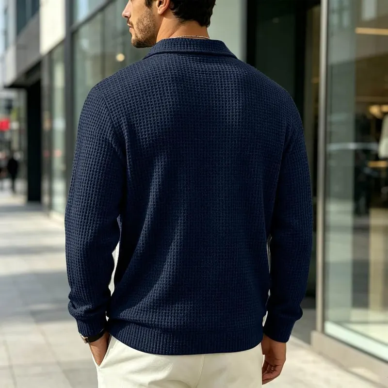 Mens Waffle Long Sleeve Shirt Button Down – product photo 3 of 7