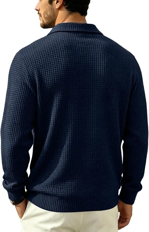 Mens Waffle Long Sleeve Shirt Button Down – product photo 5 of 7