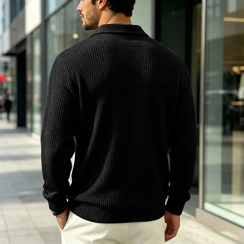 Mens Waffle Long Sleeve Shirt Button Down – product photo 3 of 7