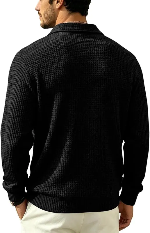Mens Waffle Long Sleeve Shirt Button Down – product photo 5 of 7