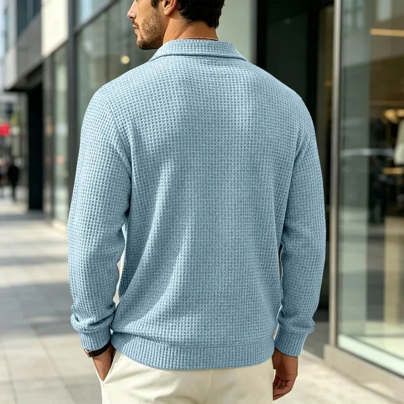 Mens Waffle Long Sleeve Shirt Button Down – product photo 3 of 7