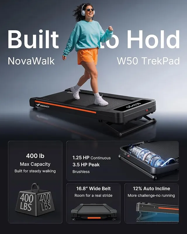 MERACH NovaWalk W50 Walking Pad Treadmill – 400 lb weight capacity