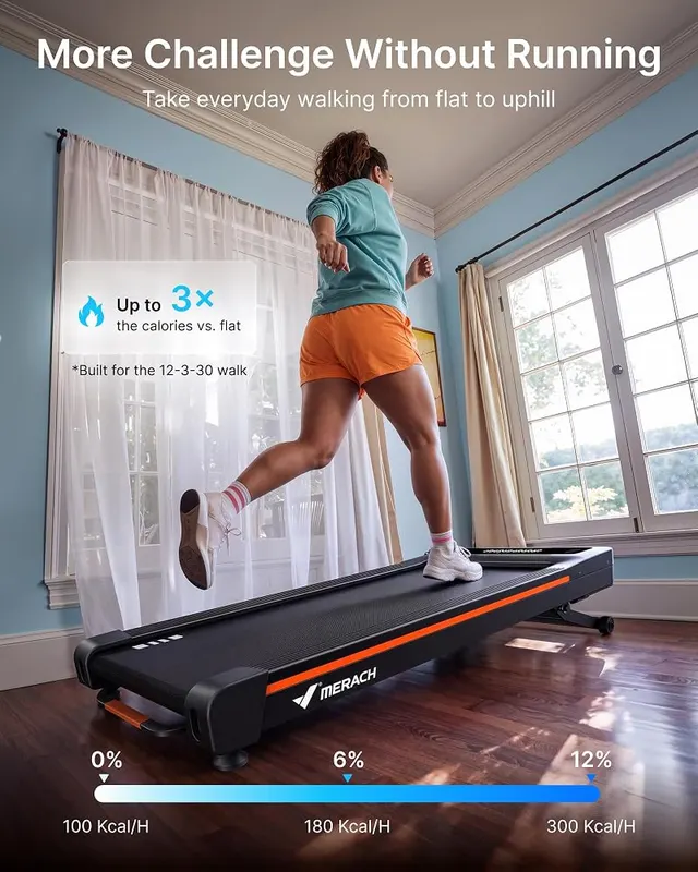 MERACH NovaWalk W50 Walking Pad Treadmill – Alloy steel frame in Black and Orange