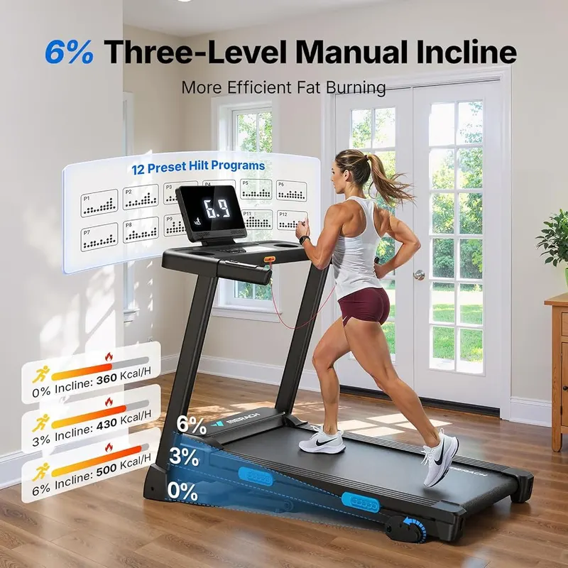 MERACH T12 Foldable Treadmill – 12 preset workout programs