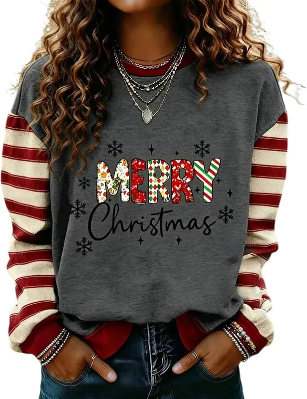 Generic Merry and Bright Sweatshirt A004- Gray in A004- Gray