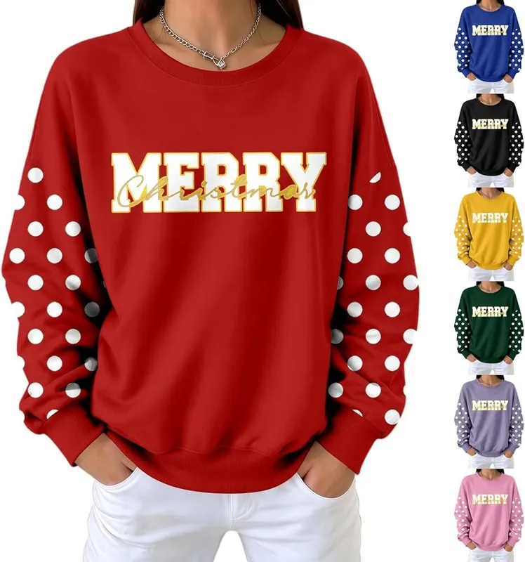 eoeioa Merry Christmas Sweatshirt in A001- Red